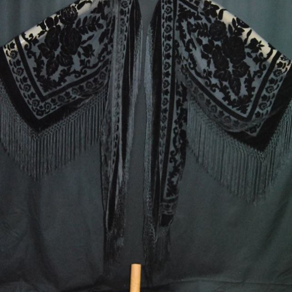 Sheer Silk Velvet Boho Fringed Kimono Jacket
